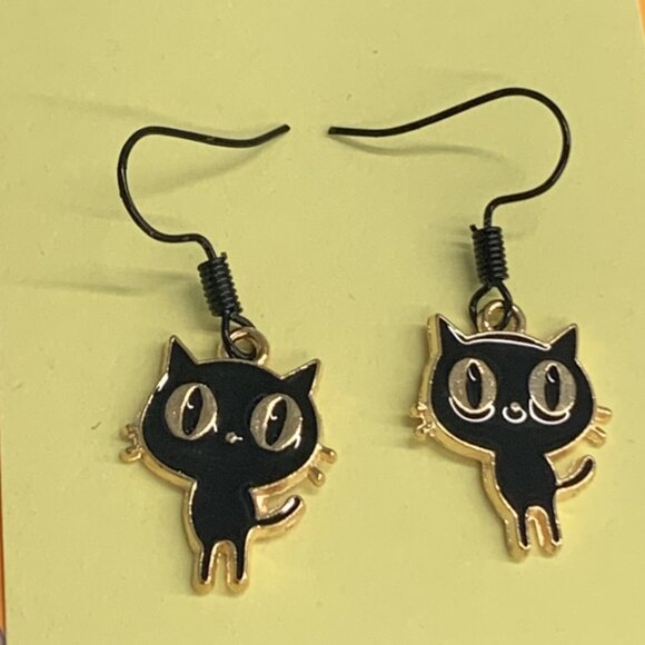 Black Cat Earring, Halloween Earring, Punk Goth Earring, Gift Idea, Cat Earring - Picture 6 of 6